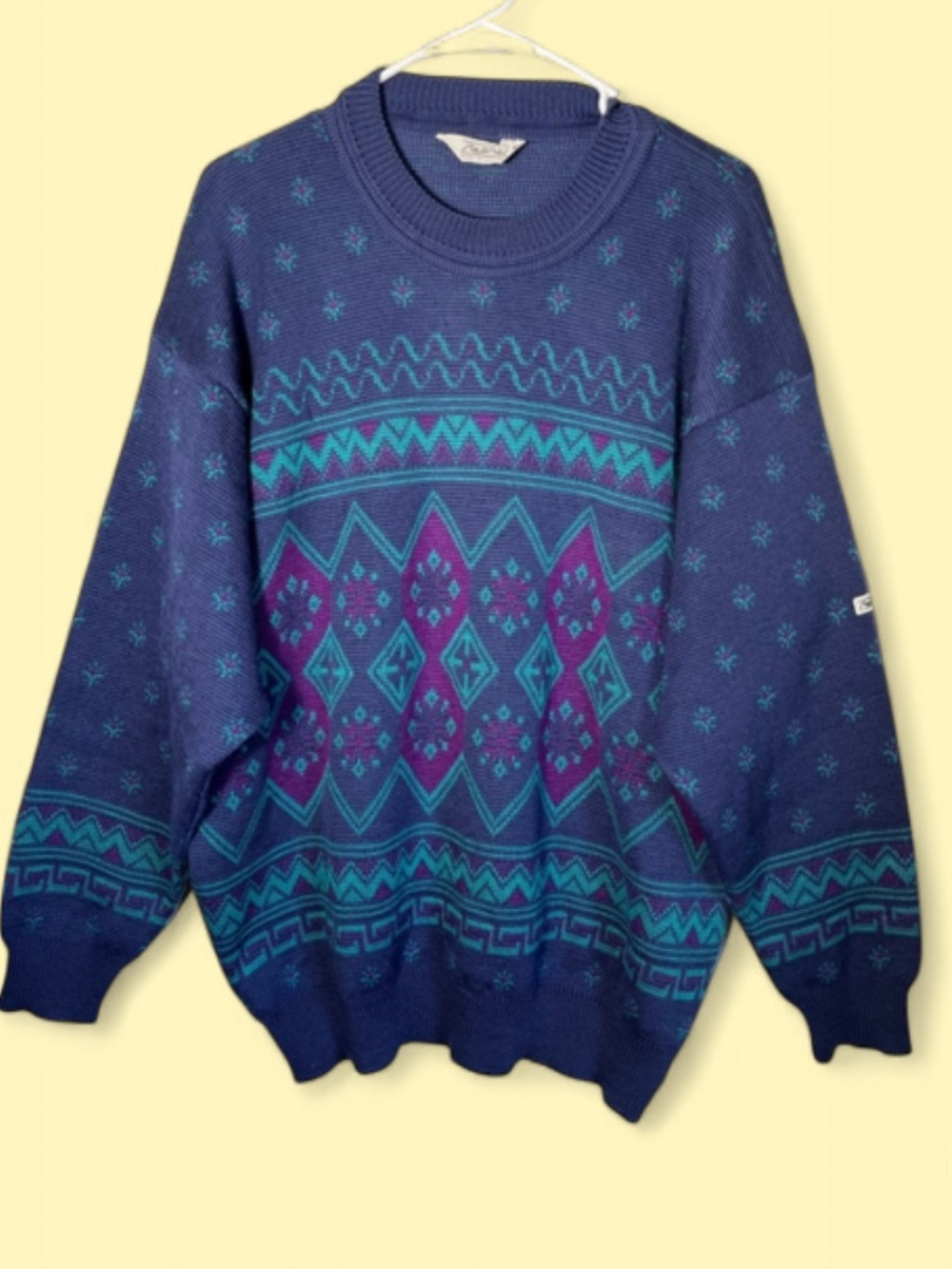 Vintage Steffner Made in Austria 100% Pure New Wool Fair Isle Sweater Size XL